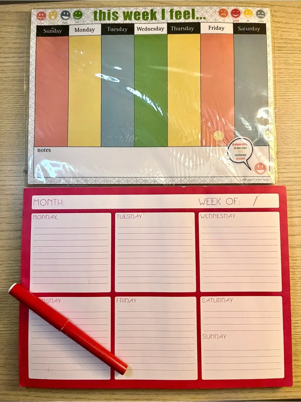 Lot of 2 Weekly Planner & Feelings Tracker Magnetic Notepads Undated